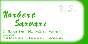 norbert sarvari business card